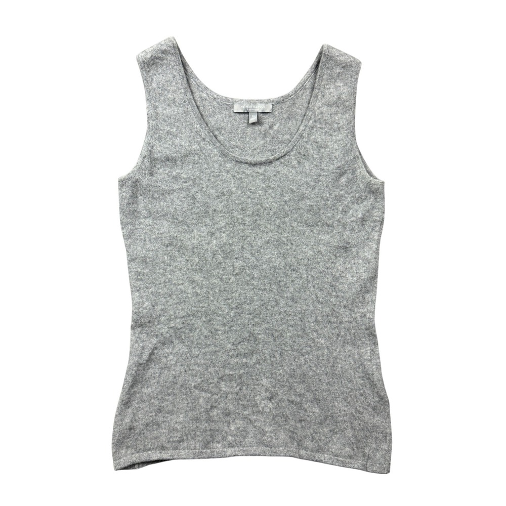 Neiman Marcus Cashmere Tank Top Women Medium Gray Scoop Neck Sleeveless Sweater